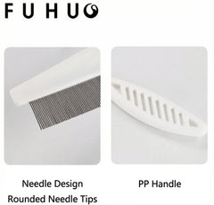 FUHU Professional Pet Grooming Comb showing needle design and PP handle for effective grooming.