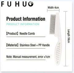 FUHU Professional Pet Grooming Comb product information including dimensions and materials.