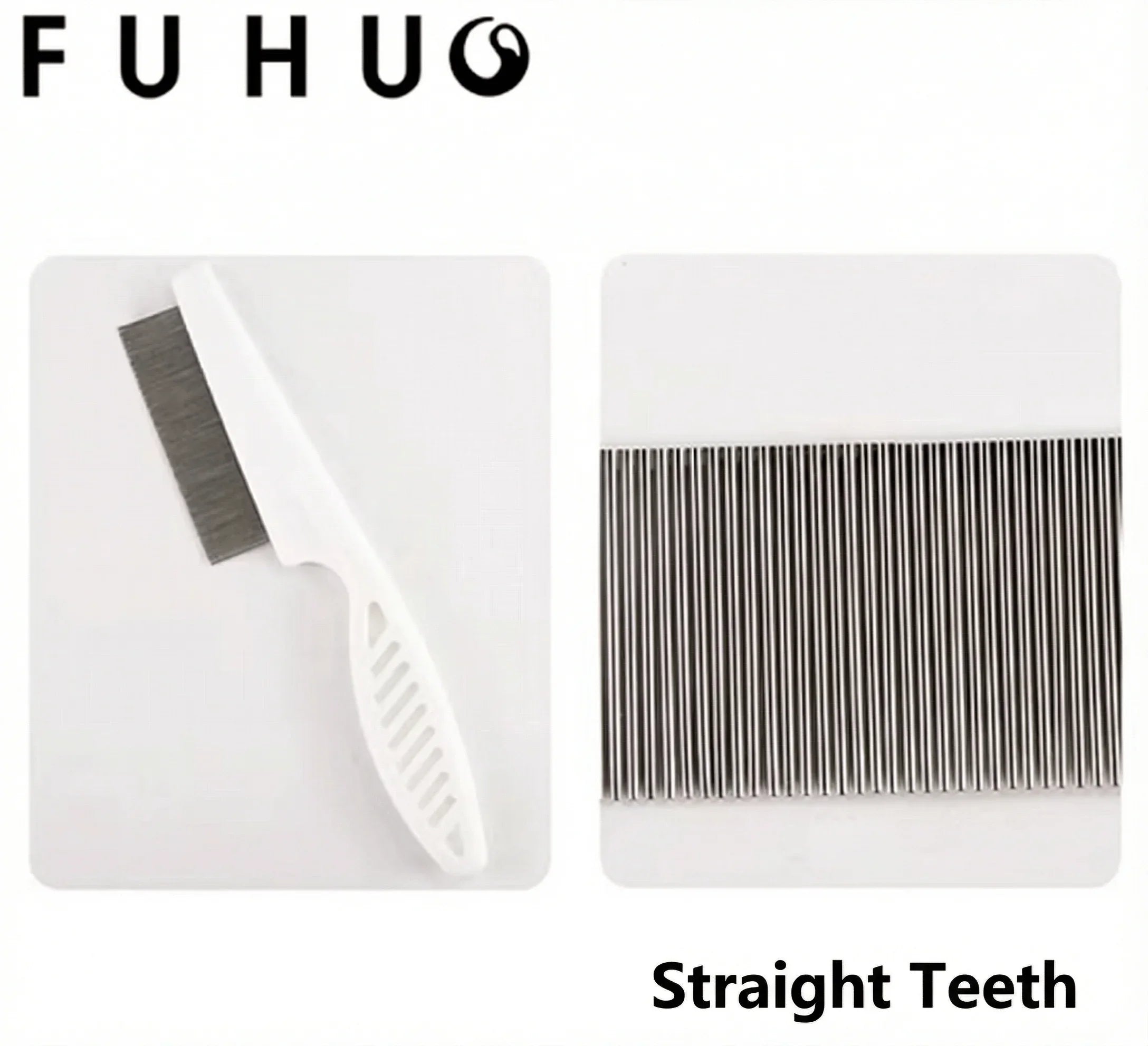 FUHU Professional Pet Grooming Comb with straight teeth design for effective pet grooming and deshedding.