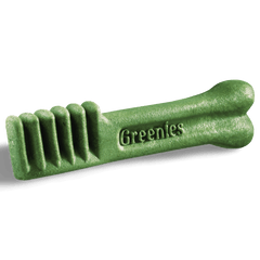 Greenies Sweet Potato Regular Dental Dog Treats 340g green dental chew for dogs in bone shape.
