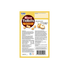 INABA Churu Tidbits Chicken Recipe 96g (8 x 12g Packs) packaging with creamy filling information.