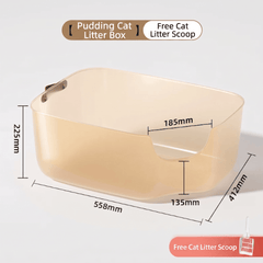 JellyGiant Large Pudding Open Cat Litter Trays dimensions with free cat litter scoop.