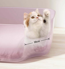 JellyGiant Large Pudding Open Cat Litter Trays with a playful cat measuring 18cm high.