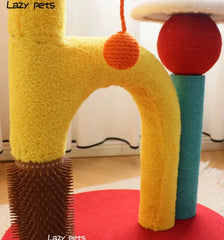 Lotus Flower Cat Tree Tower — 68cm Arch Cat Scratcher with Sisal Post & Flower Nest in vibrant colors.