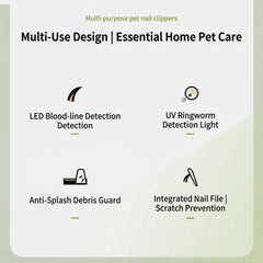 AIWO Banana-Shaped Pet Nail Clippers - LED Light Grinding File features multi-use design and essential home pet care.