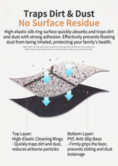 Non-Slip Easy Clean PVC Cat Litter Mat Beige features high-elastic rings that trap dirt and dust for a cleaner home.