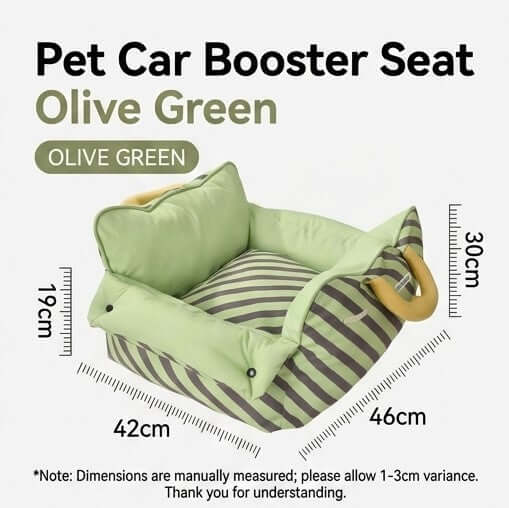 Dopamine-Styled Dog Travel Car Seat - Vibrant Macaron Safety Sofa for Dogs & Cats in Olive Green.