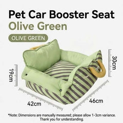 Dopamine-Styled Dog Travel Car Seat - Vibrant Macaron Safety Sofa for Dogs & Cats in Olive Green.