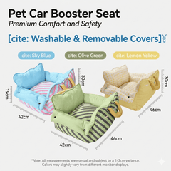 Dopamine-Styled Dog Travel Car Seat - Vibrant Macaron Safety Sofa for Dogs & Cats in blue, green, and yellow colors