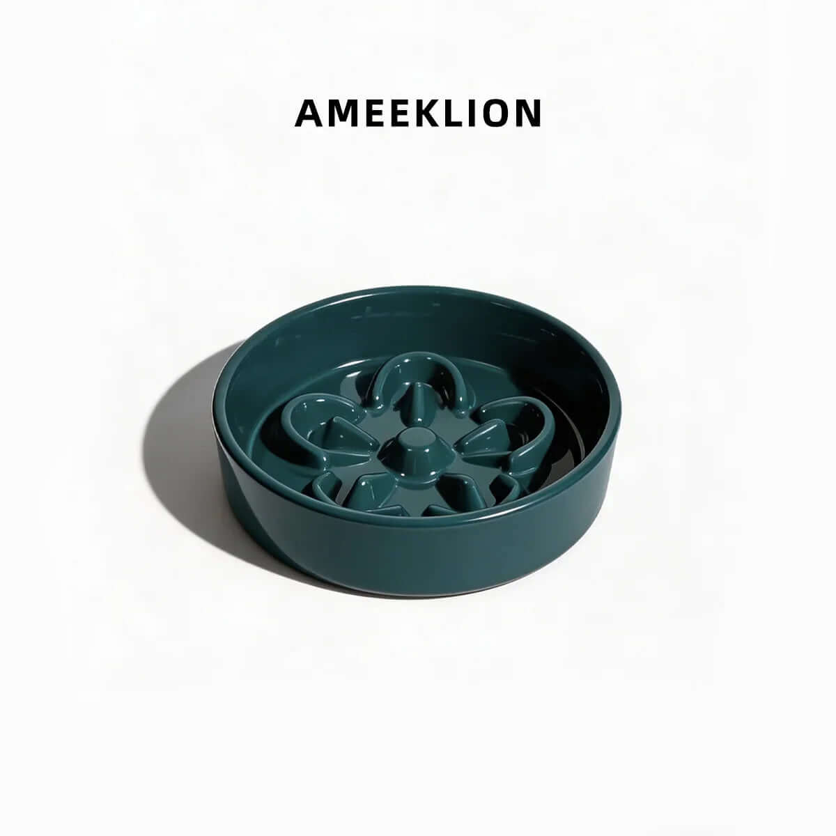 Dark green slow feed dog bowl with puzzle design for cats and dogs