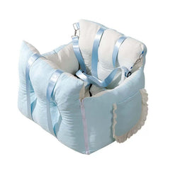 Sky Blue Dog Travel Car Seat - Safety Sofa for Dogs & Cats Under 10kg with secure straps and soft padding.
