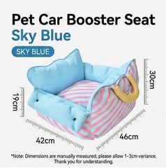 Dopamine-Styled Dog Travel Car Seat - Vibrant Macaron Safety Sofa for Dogs & Cats in sky blue color.
