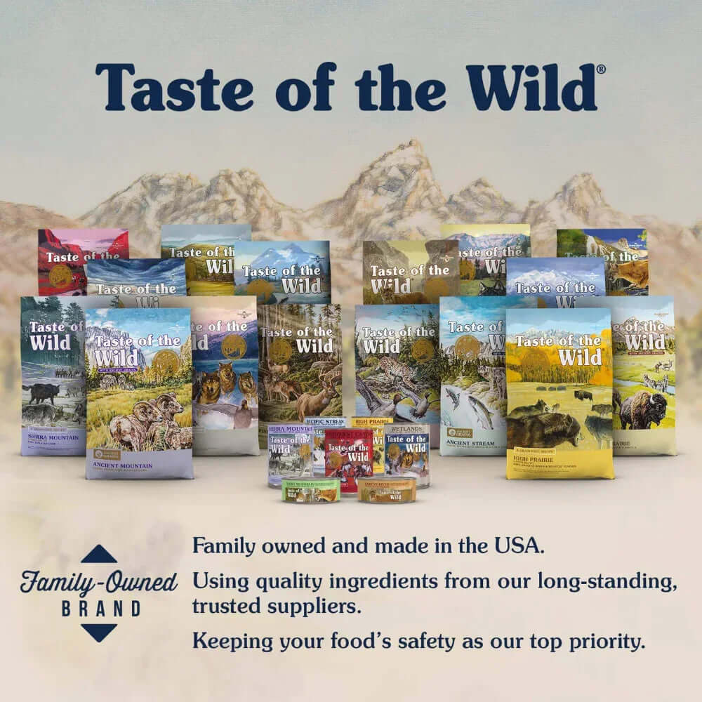 Taste of the Wild Wetlands Canine Grain-Free Dry Dog Food 12.2kg with various product options displayed.