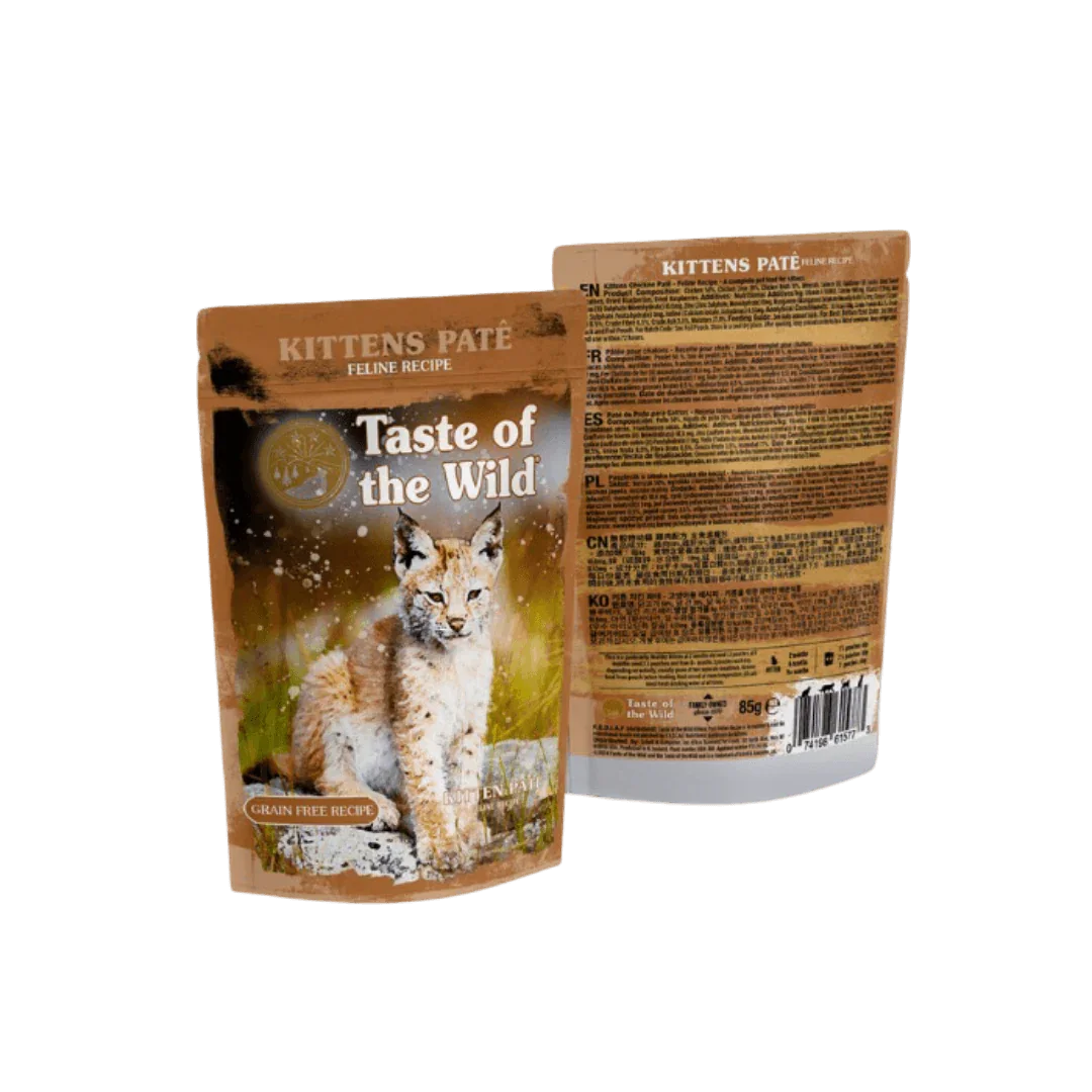 Taste of the Wild Grain-Free Kitten Recipe - Chicken Pate 85g x 12 Pack wet cat food pouches