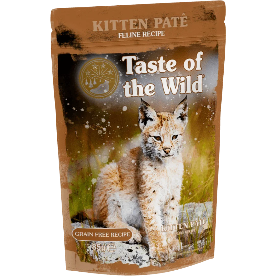 Taste of the Wild Grain-Free Kitten Recipe - Chicken Pate 85g x 12 Pack - Premium wet cat food pouch.