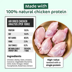 THE PAW GROCER Air-Dried Chicken Dog Training Straps 100g ingredients and nutritional analysis.
