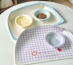 Waterproof PU Leather Pet Placemat with non-slip design and aesthetic colors for pet feeding.