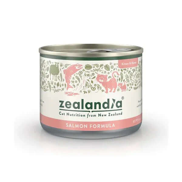 Zealandia Mousse Pate Salmon for Kitten & Mama - Grain-Free Wet Cat Food 170g can with salmon formula design.