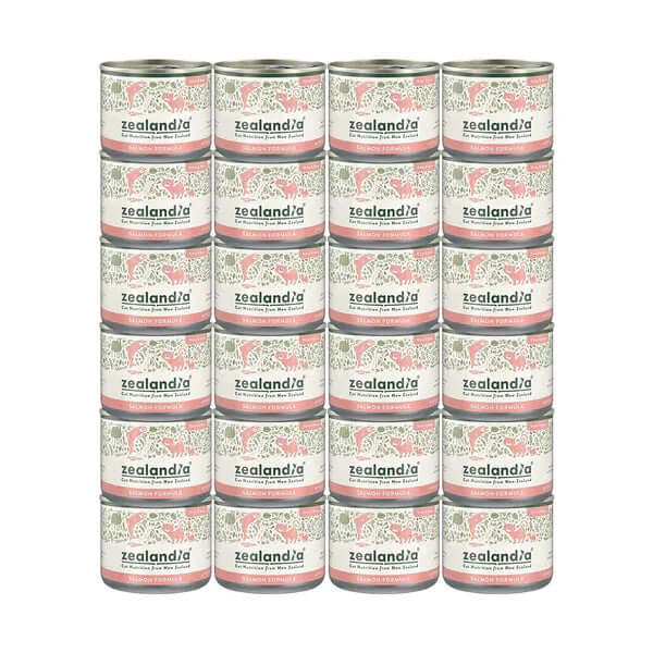 Zealandia Mousse Pate Salmon for Kitten & Mama - Grain-Free Wet Cat Food, 170g cans stacked display.