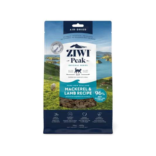 Ziwi Peak air-dried cat food, mackerel & lamb recipe, 96% seafood & organs, for all life stages