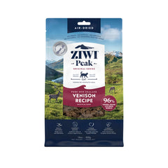 ZIWI Peak Air-Dried Venison Cat Food 400g packaging featuring green landscape and venison recipe details.