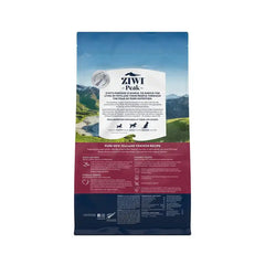 ZIWI Peak Air-Dried Venison Dog Food packaging featuring New Zealand landscape and product details.