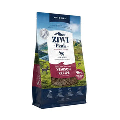 ZIWI Peak Air-Dried Venison Dog Food packaging featuring 96% New Zealand venison and scenic landscape.