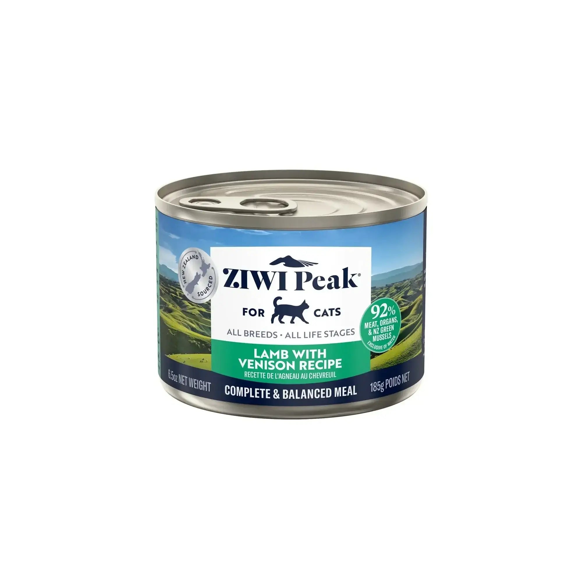 Ziwi Peak Lamb with Venison Cat Wet Food, complete and balanced meal for cats in a can.