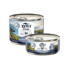 ZIWI Peak Mackerel Canned Cat Food in two sizes, showcasing premium ingredients for discerning felines.