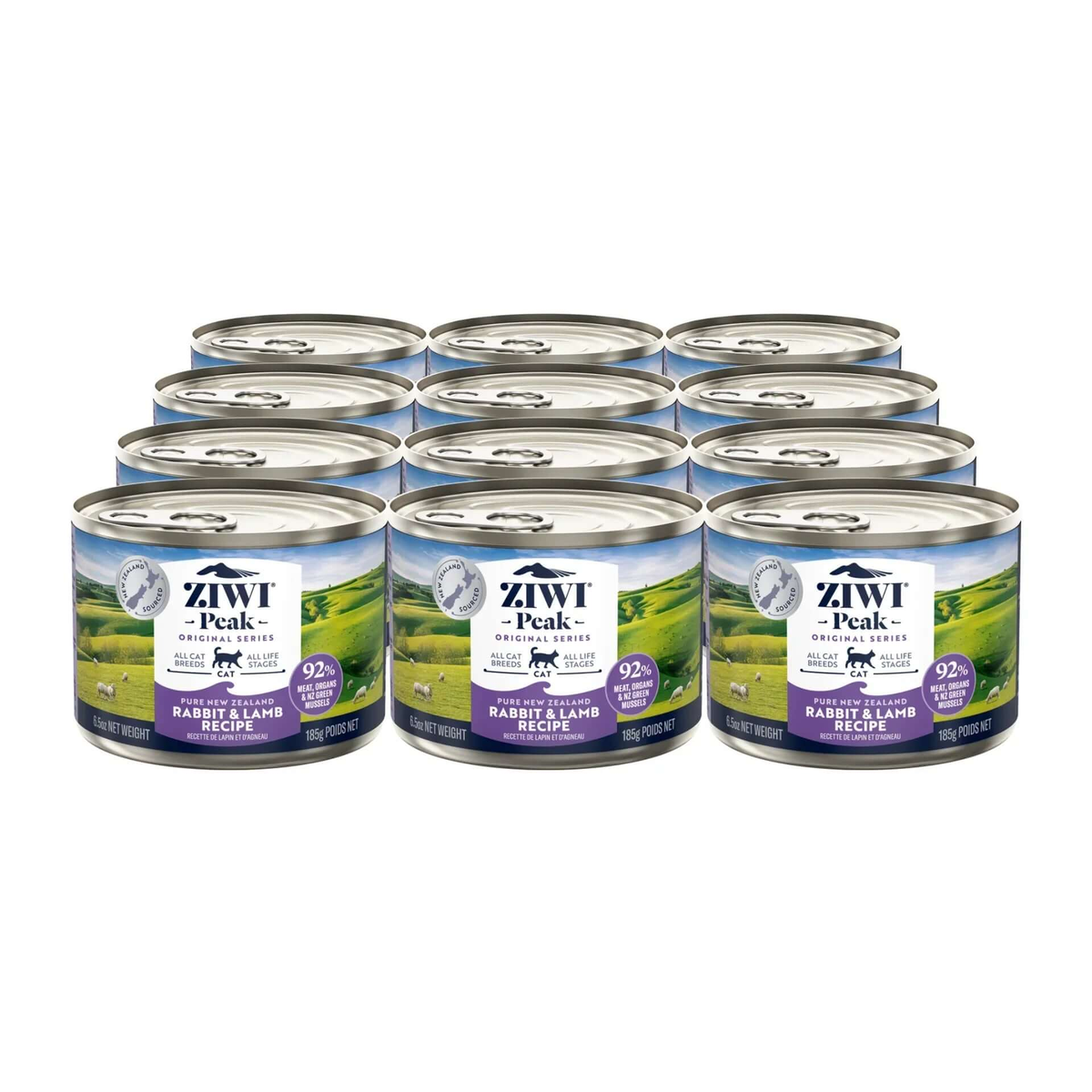 ZIWI Peak Rabbit & Lamb Recipe Grain Free Cat Can 185gx12, premium high-protein cat food cans