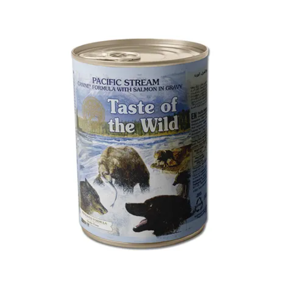 Taste Of The Wild Pacific Stream Canine Formula with Salmon in Gravy for Dogs Can 390g x 12