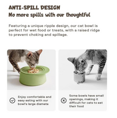 Michu Ceramic 3pcs Dinnerware Set- Raised Bowl and Plate Set for Everyday Pets Essentials