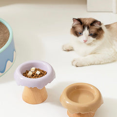 Ice Cream Styled 15 tilt Ceramic Detatchable Pet Food Bowls