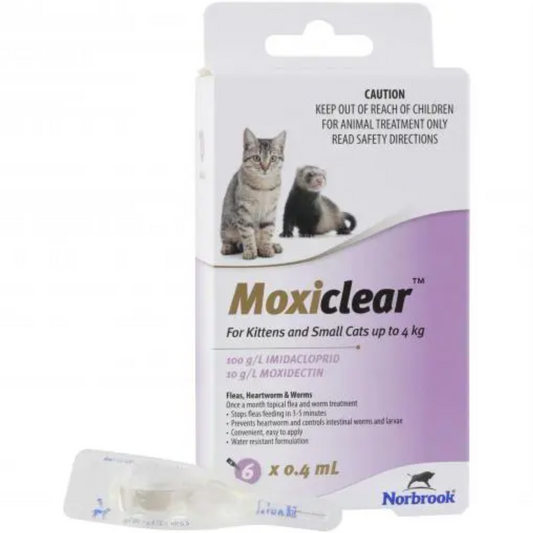 Moxiclear Flea & Worming Spot Treatment <4kg Kittens & Cats 6pk