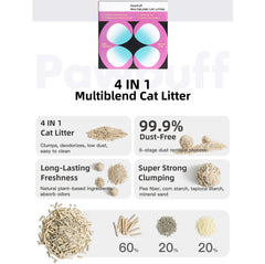 PawPuff Tapioca Multiblend Cat Litter - Tofu, Tapioca, Corn & Mineral, 7.6kg