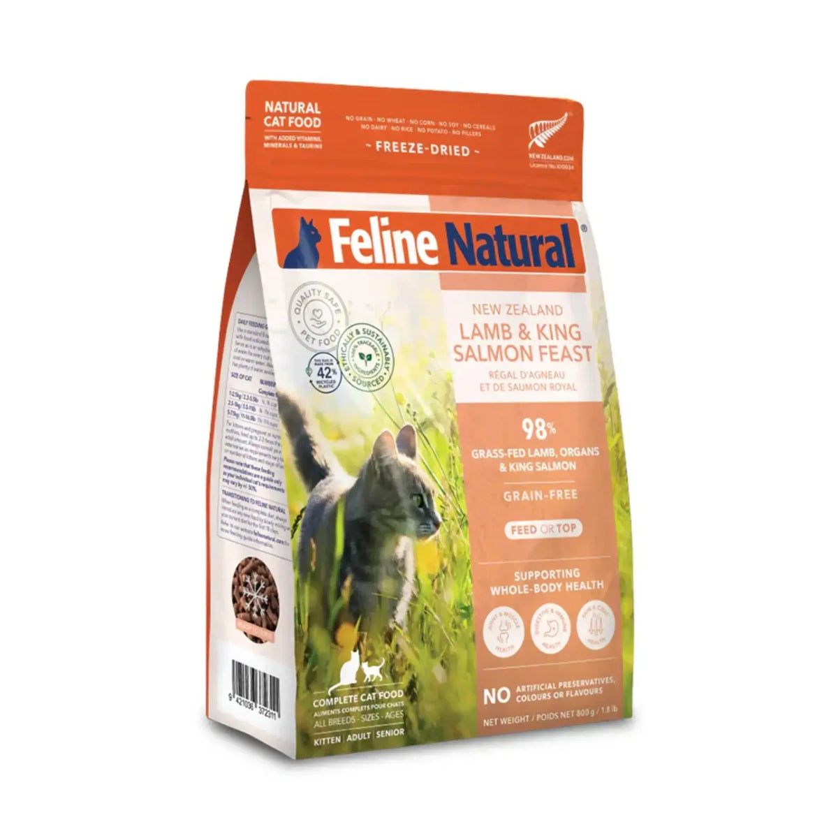 Feline Natural Grain Free Freeze Dried Lamb & Salmon Raw Cat Food — Freeze Dried Cat Treats & Raw Nutrition