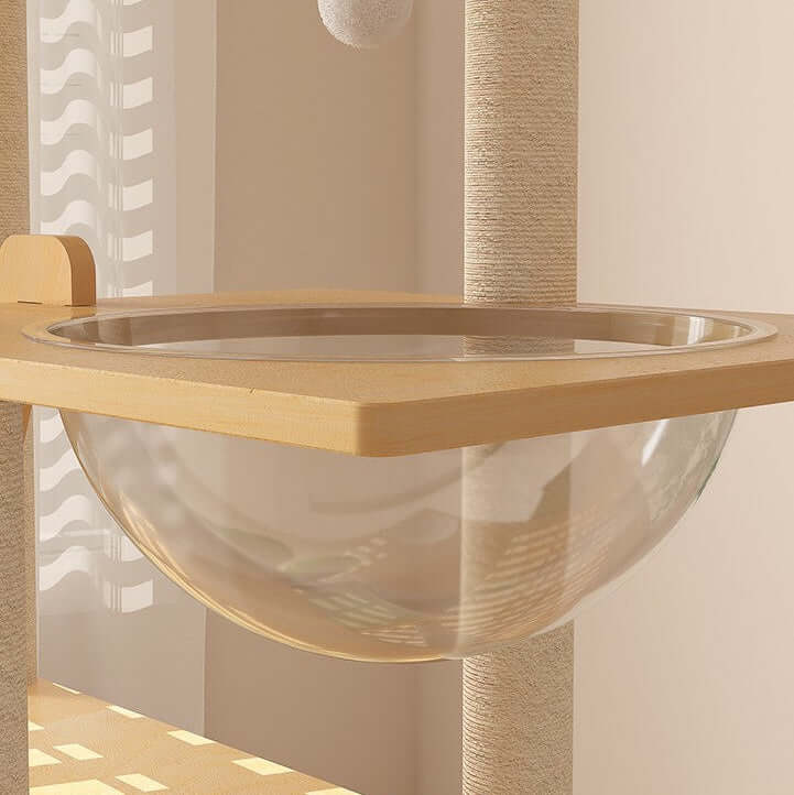 148cm Tall Forest Tree House Cat Tree for Large Cats Deluxe Edition-7 Level Tower with Space Capsule & House bowl detail