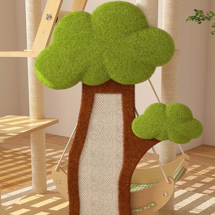 148cm Tall Forest Tree House Cat Tree for Large Cats Deluxe Edition-7 Level Tower with Space Capsule & House tree design