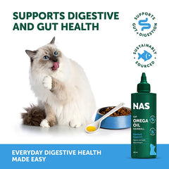 NAS Omega Oil Cat Hairball 200ml Natural Hairball and Digestive Support for Cats