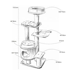 Michu Luna Multi-Layer Solid Wood Cat Nest Tree