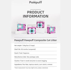 PawPuff Tapioca Multiblend Cat Litter - Tofu, Tapioca, Corn & Mineral, 7.6kg
