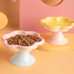 Petroom Flower Shape Ceramic Pet Food Bowl