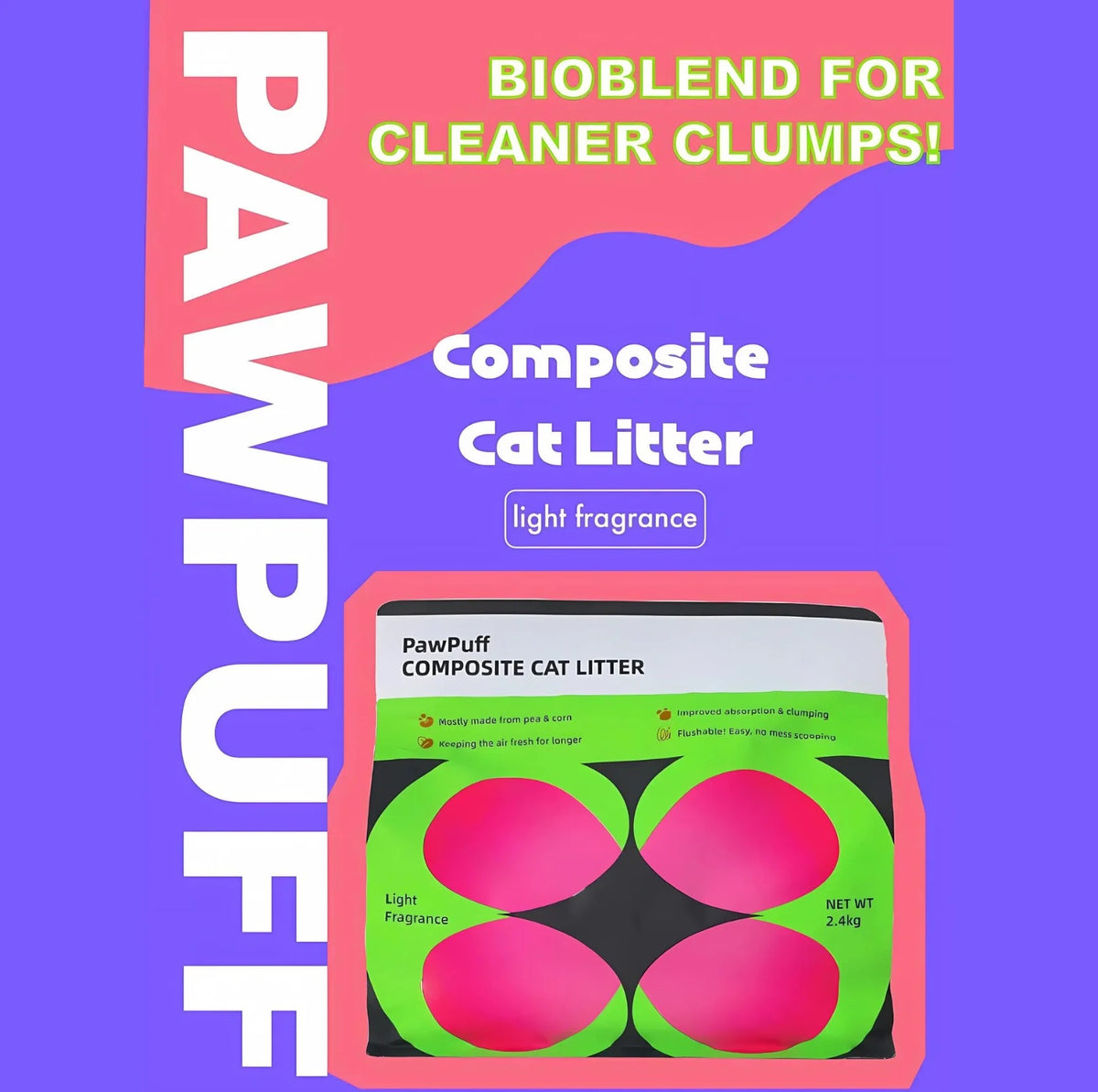 PawPuff Composite Cat Litter - Mineral and Tofu