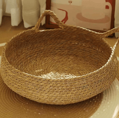 2-in-1 Woven Cat Donut Bed with Soft Cushion – 43x14cm-Petroom