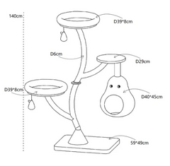 Michu Verde Solid Wooded Base Cat Tree