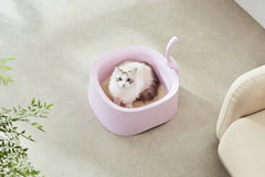 Michu Macaron High Edge Cream White Open Style Extra Large Cat Litter Box Designed by MEOOF XL
