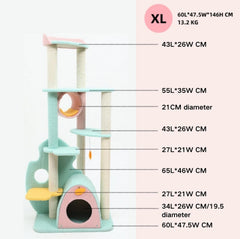 Dreamy Macaroon Party Cat Tree with Scratching Post and Nest