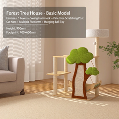 Forest Tree House Cat Tree for Large Cats 5-Level Cat Climbing Tower