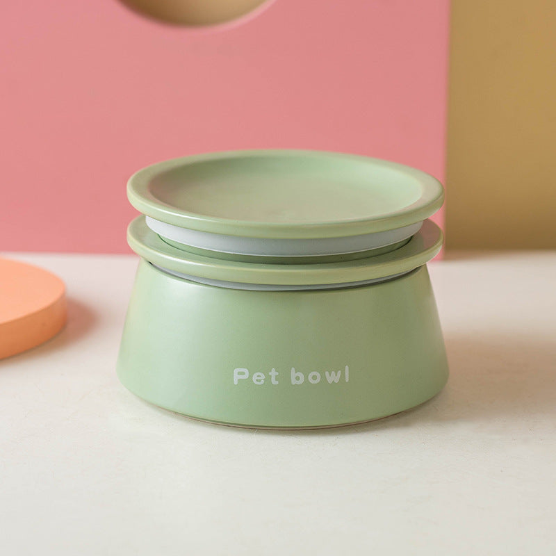 3-in-1 Ceramic Cat Bowl with Non-Slip Strip-Petroom