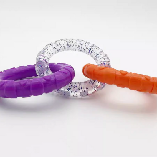 Petroom Dental Triple Ring Chew Dog Toy Purple